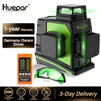 huepar 12 lines 3d green cross line laser level self leveling 360 degree vertical horizontal glasses receiver usb charging