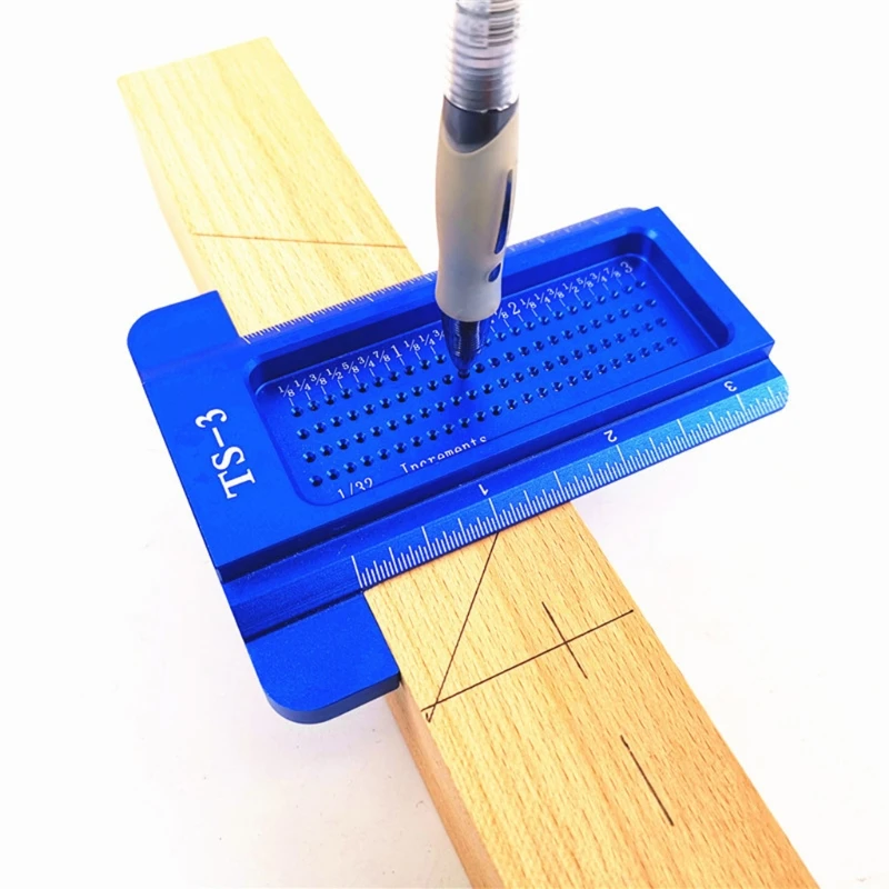 

Portable TS-3 Woodworking Scribe Inch Hole Scribing Ruler Aluminum Alloy T-Type Gauge Measuring Tool