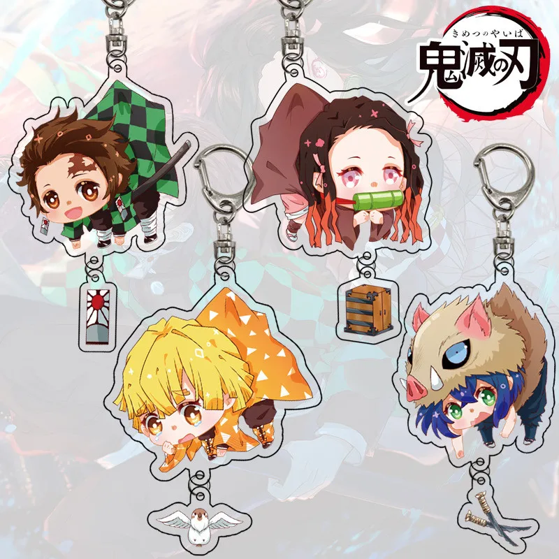 

Demon Slayer Pendant Keychain Ghost Kill Blade Acrylic Double-Sided Keyring Pendant Animation Kimetsu No Yaiba Rengoku Keychains