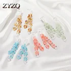 Красочные акриловые серьги ZYZQ с цепочкой для женщин и девушек, полимерные витые серьги с кисточками, летние ювелирные изделия для девушек, модный подарок Вечерние