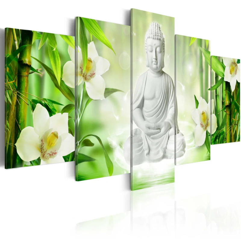 

Full Round Drill DIY Diamond 5D 5 Pcs Embroidery Painting Buddha Flowers Cross Stitch Picture Scenery Mosaic Wall Art Home Decor