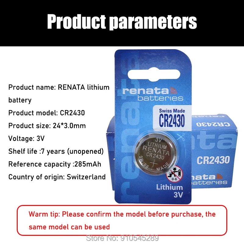5pc Original RENATA CR2430 DL2430 CR 2430 3V Lithium Battery For Smart Watch Headphone Toy scale clocks hearing aids Button Coin |