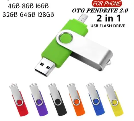

360° Rotate OTG USB Flash drive cle 64G USB 2.0 Smart Phone pen drive 4g 8g 16g 32g 128g micro usb memory storage devices U disk