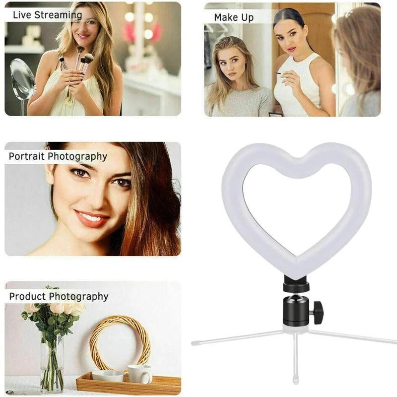 Диммируемый кольцевой светильник для селфи Led лампа в форме сердца фотографии со