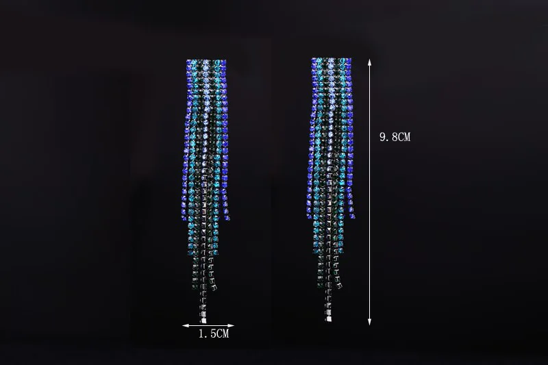 

Fashion Exaggeration Temperament Crystal Tassel Earrings Night Club Statement Earrings for Women Long Eardrop
