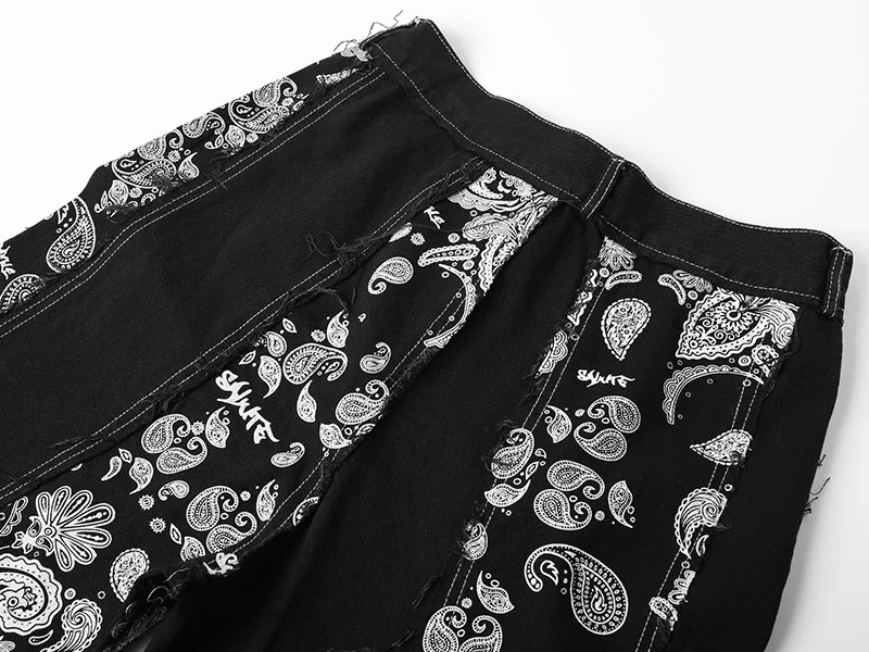 

High New Kiryaquy men Luxurious Paisley West Coast CRIPS BLOODS jeans Cotton Denim Pants comfort casual jeans S-XL #D1