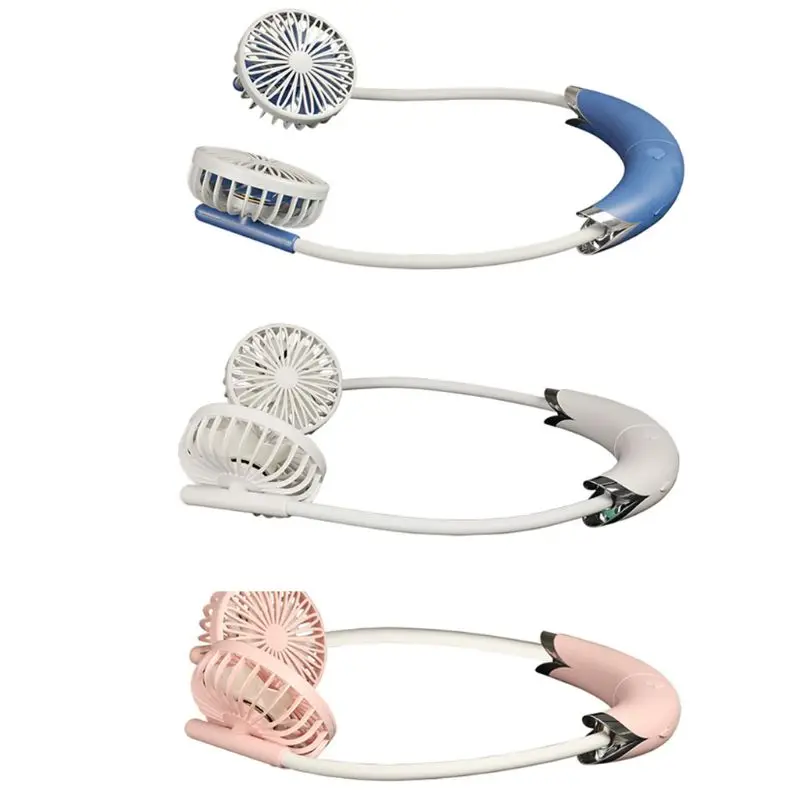 

2021 New Detachable Portable Hanging Neck Fan USB Charging Handheld Fan 2 Gear Air Cooler