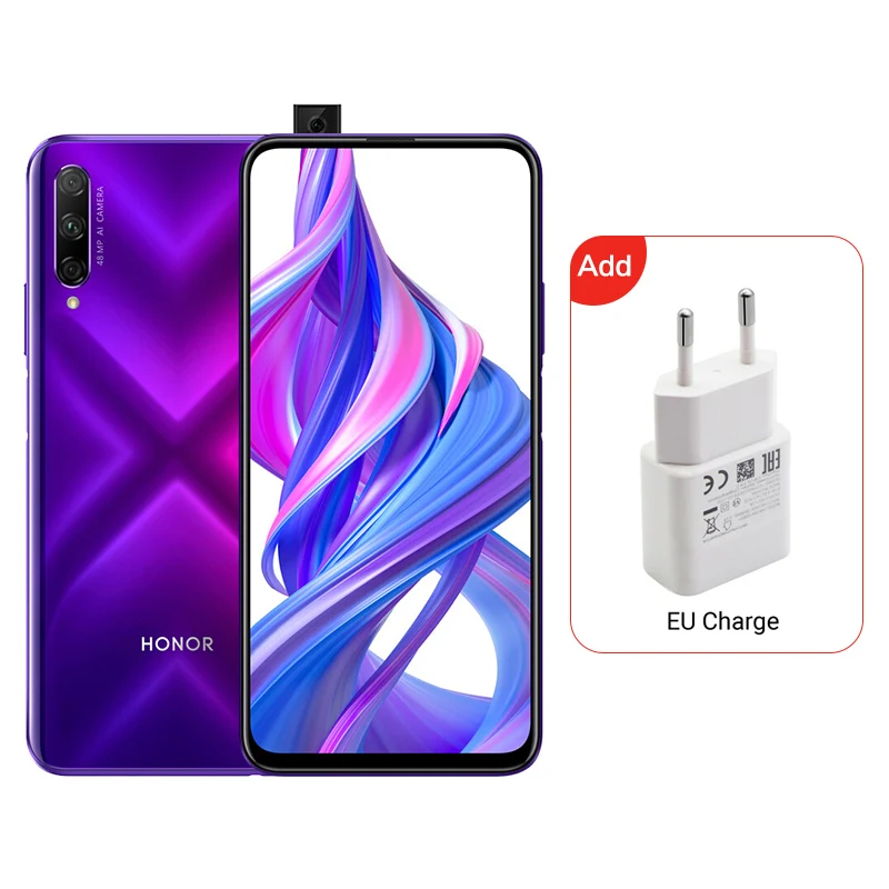 Purple Honor 9X Pro Global rom Поддержка Google смартфон 8 Гб 256 ГБ 6,59 дюймов полный экран 8MP 3 камеры GPU Kirin 810 Восьмиядерный телефон - Цвет: Purple