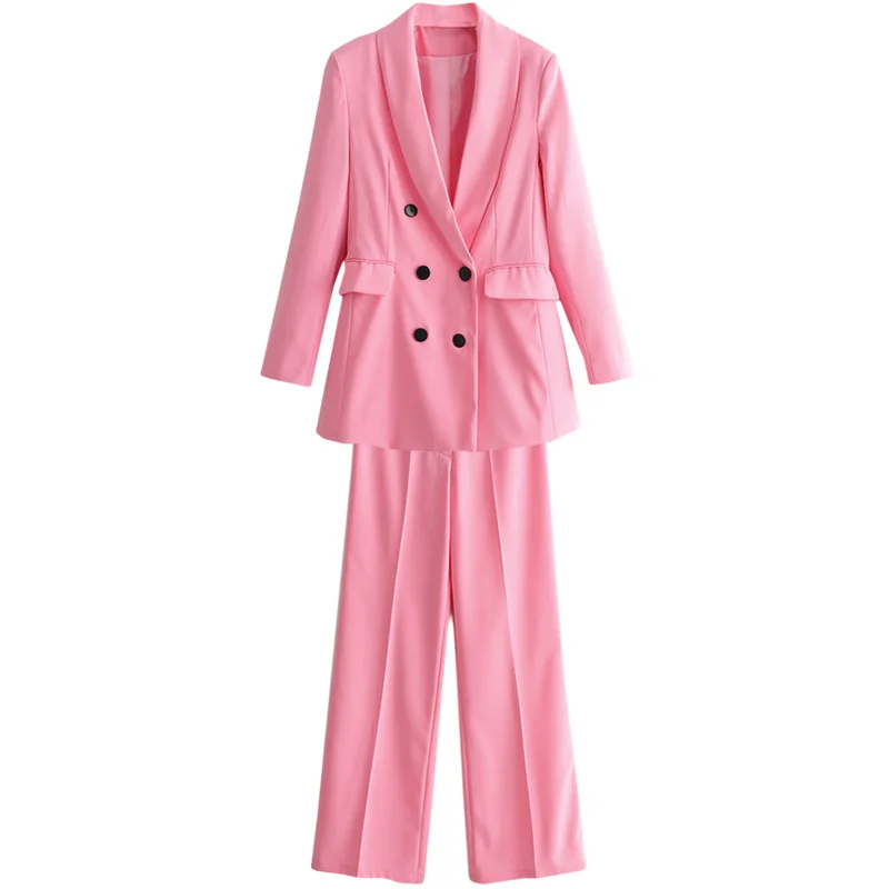 Новинка Весна 2020 женский двубортный блейзер с пуговицами розовый высокой талией