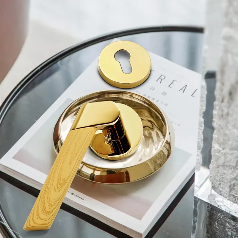 

1 Set Luxury Style Golden Interior Door Lock Home Bedroom Room Door Handle Lock Anti-theft Mute Lock Core Furniture Hardware