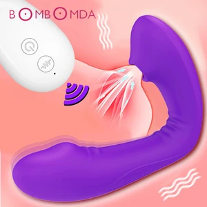 Фаллоимитатор для женщин, Мощный вибратор на присоске для клитора, Минет, стимулятор языка сосок, Вагина, насос для киски, секс-игрушки для взрослых