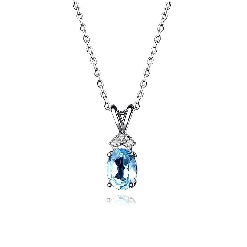 

JoyceJelly classic silver 925 jewelry necklace water drop pandent with aquamarine gemstone necklace for women jewelry gifts