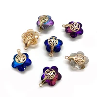 10pcspack round flower shaped crystal pendants charms section style 7colors 14x17mm size diy for making earrings necklaces