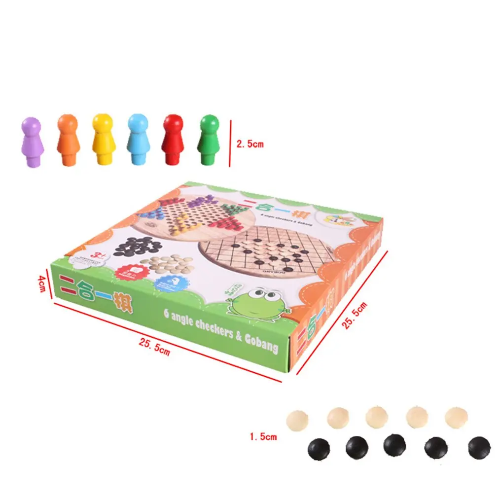 

Wooden Jumping Gomoku Wooden Six-Color Two-In-One Board Game For Children Board Games Educational Toys