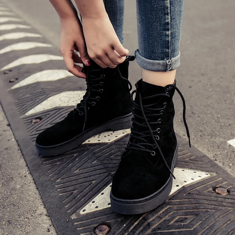 Женские ботинки Осенне-зимняя обувь повседневные низкие Martin Нескользящие теплые