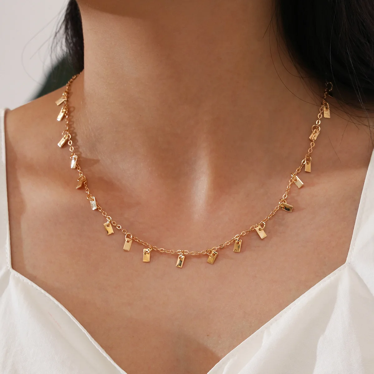 

Geometry Alloy Tassel Necklace for Women Gold Color Clavicle Chain 2020 Fashion Jewelry Short Necklaces Female Gift New