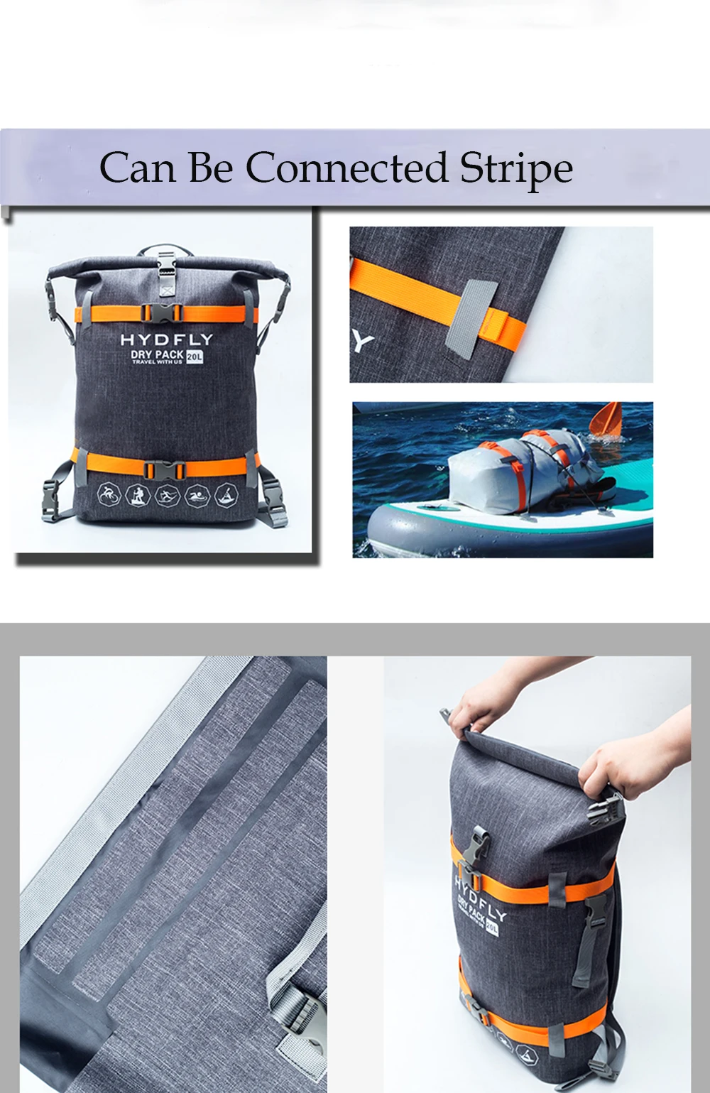 HYDFLY 20L 600D ТПУ Спорт Пляж водонепроницаемый водостойкий рюкзак сумка для водонепроницаемого плавания Кемпинг Дрифтинг сумка рюкзак