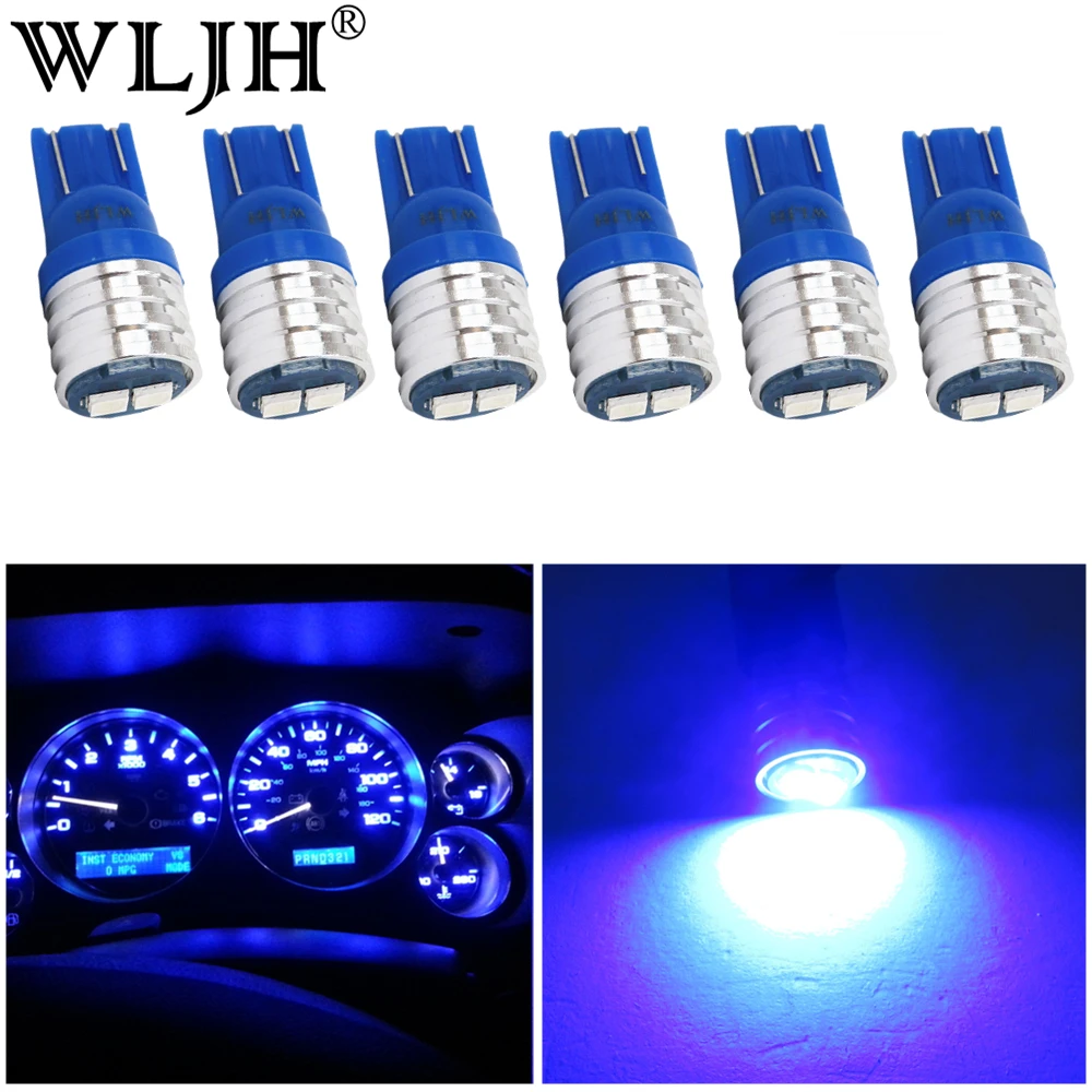Синий WLJH 6x яркая светодиодная лампа T10 W5W 158 194, автомобильная интерьерная купольная карта, грузовой номерной знак, приборная панель, панель приборной панели, светильник - Испускаемый цвет: Синий