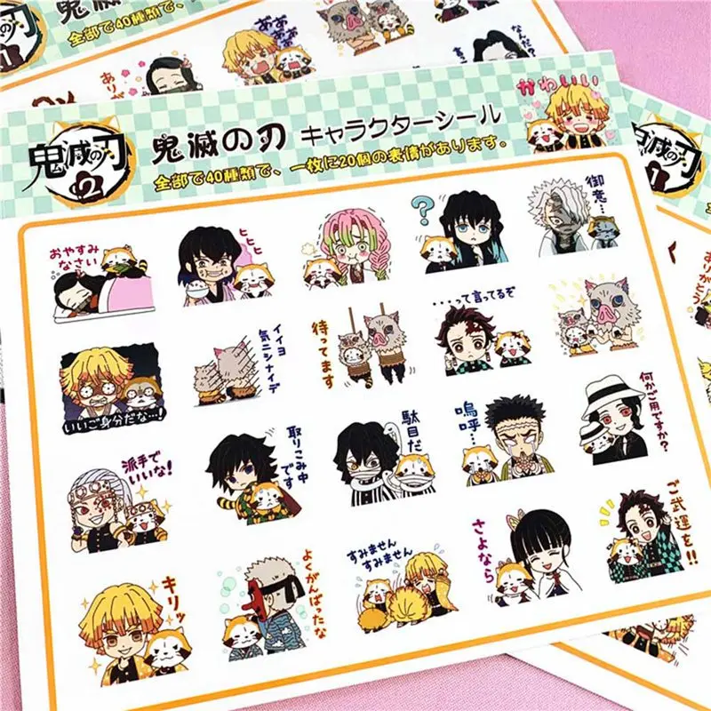 

2 pieces/set of Demon Slayer anime surrounding stickers 40 pieces can tear cute decoration