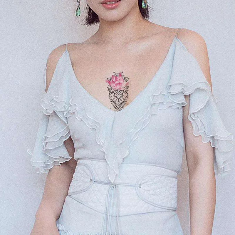 Half Flower Arm Waterproof Temporary Tattoo Sticker Abstract Mouse Moon Lotus Skull Snake Body Makeup for Men Women Tatto | Красота и