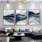 Абстрактная Картина на холсте с изображением синего золота, современное искусство, плакат и печать, Настенная картина, современный Декор для дома, гостиной