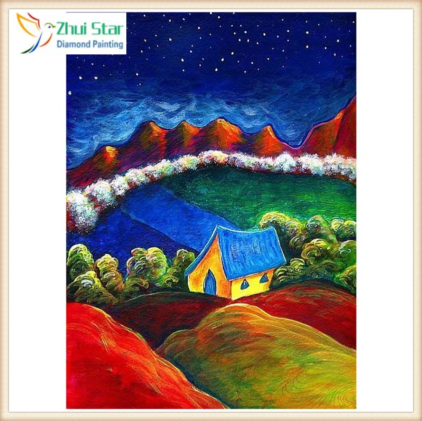 

Zhui Star Diy Diamond Painting Cross stitch moonlight house Full Diamond Embroidery 5D Diamond Mosaic Home Decor gift gx