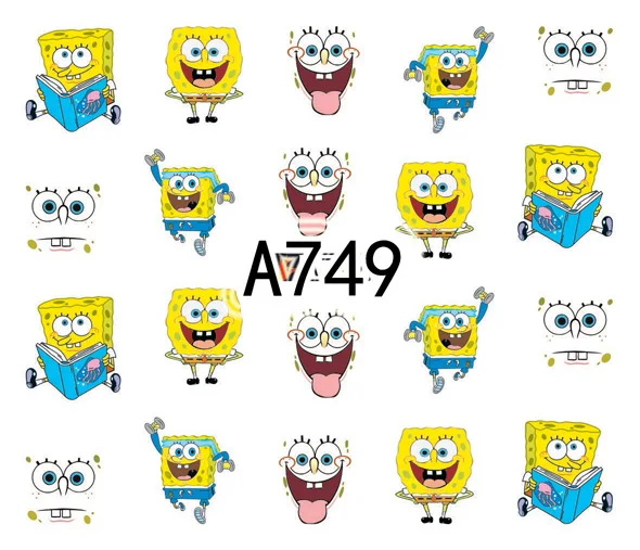 

Nail Art Sticker Sponge-Bob Cartoon Character Sea Star Nail Art Decor Applique Kid Faovr Crab Repair Accessories Style Girl Gift