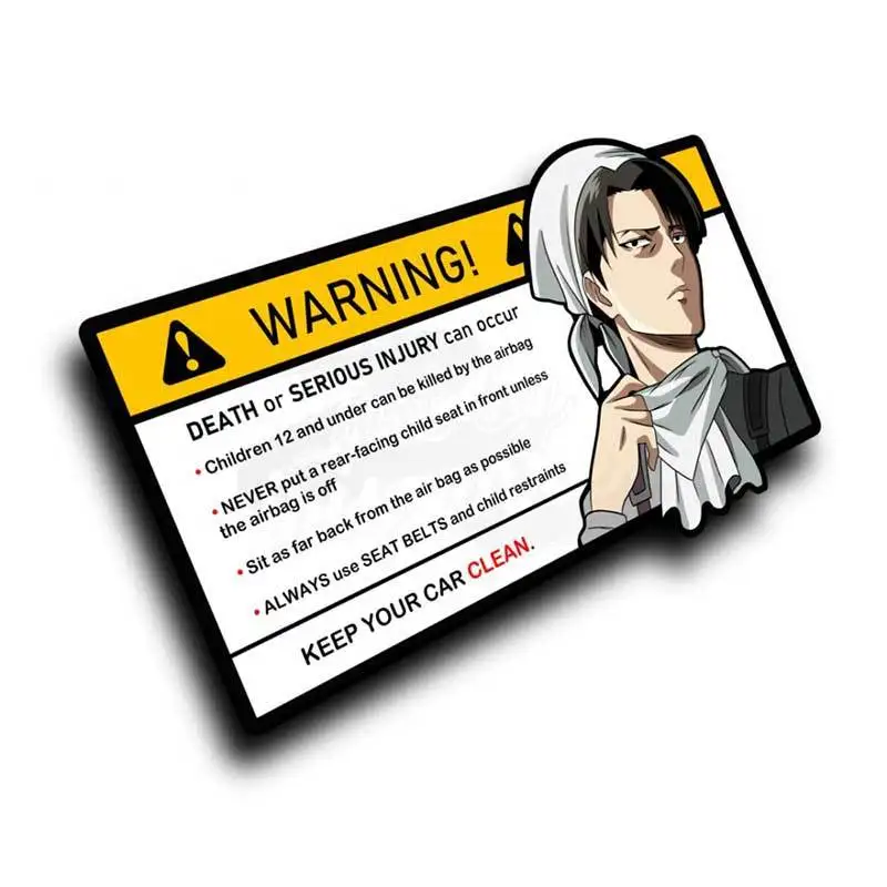 

Creative Warning Car Sticker for Levi Ackerman Decal Cartoon Anime Vinyl JDM Window Trunk Stickers 13cm X 7.3cm