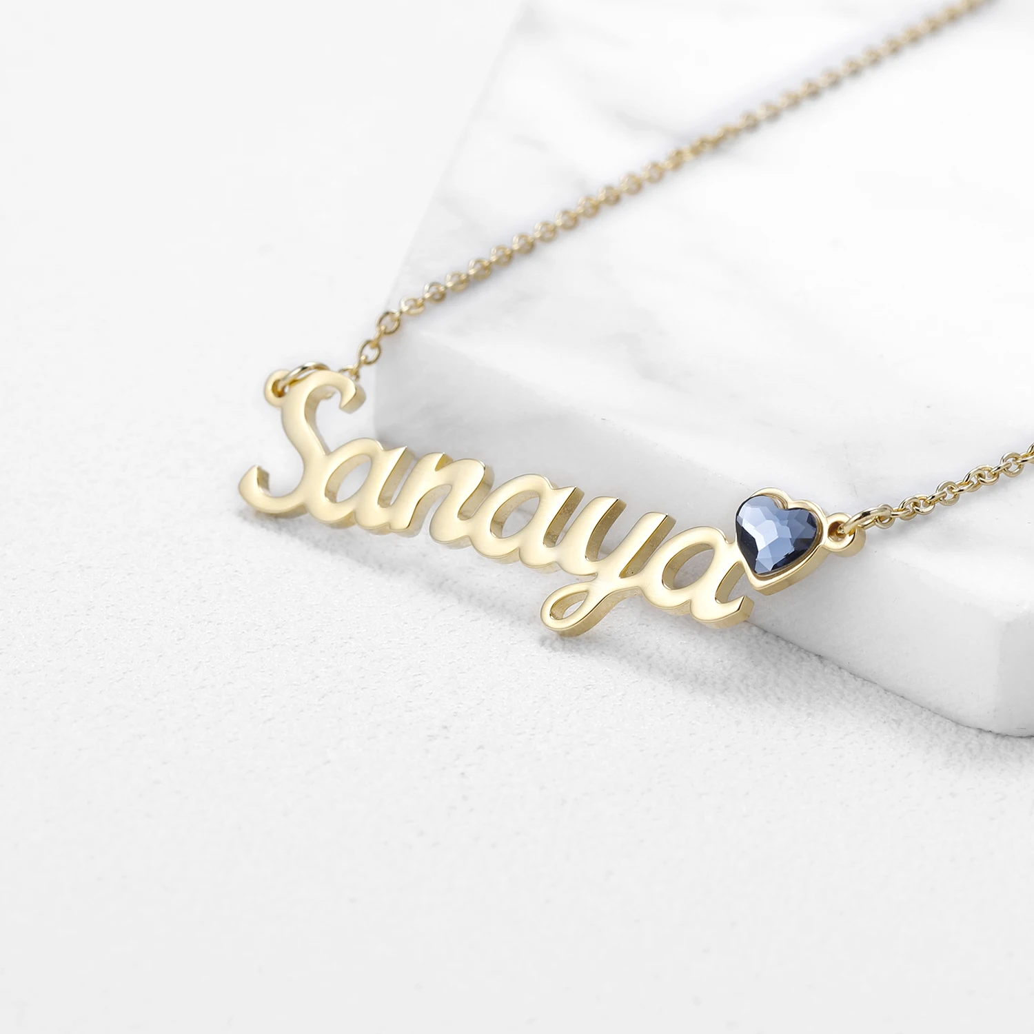 Personalized Custom Name Necklace Stainless Steel Heart Birthstone Statement Choker For Women Best Friend Necklaces Gift Jewelry