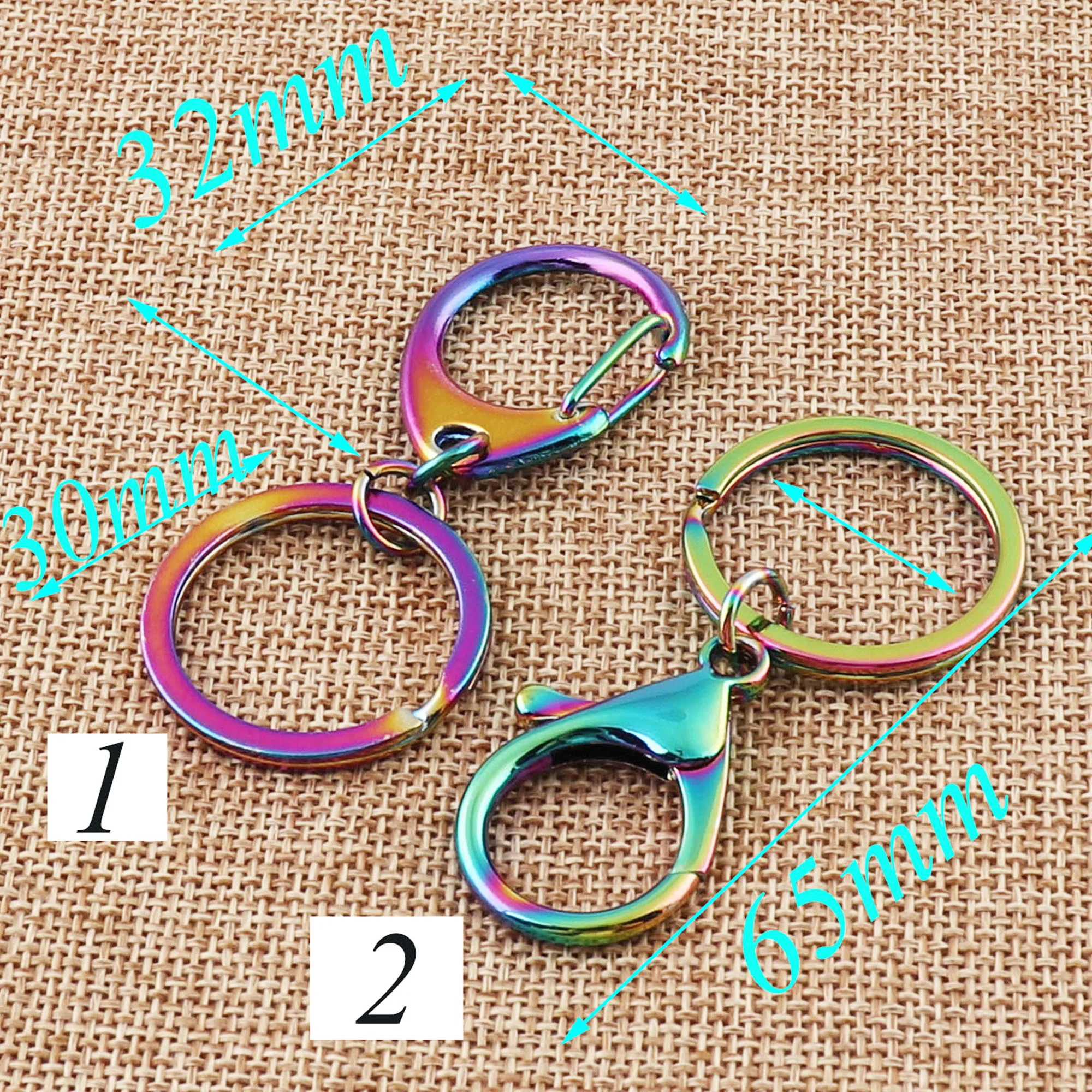 8 шт. радужные Брелоки для ключей кольцо зажим кошелька металлический
