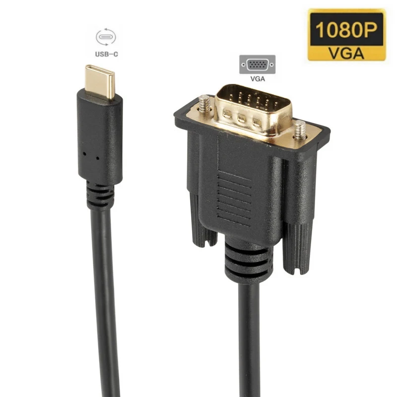 Кабель переходник с USB C на VGA 1080P Тип для MacBook 12 дюймов UHD внешний видеопроектор 1 8
