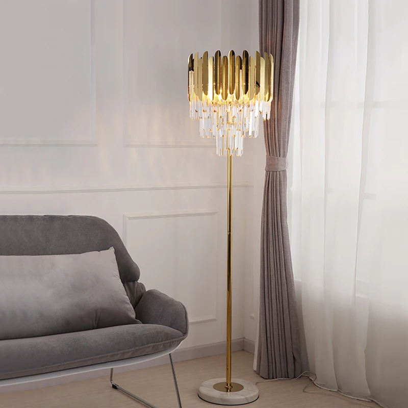 FKL Modern Crystal Floor Lamp Stand For Living Room Reading Bedroom Standing Indoor Light Fixtures | Освещение