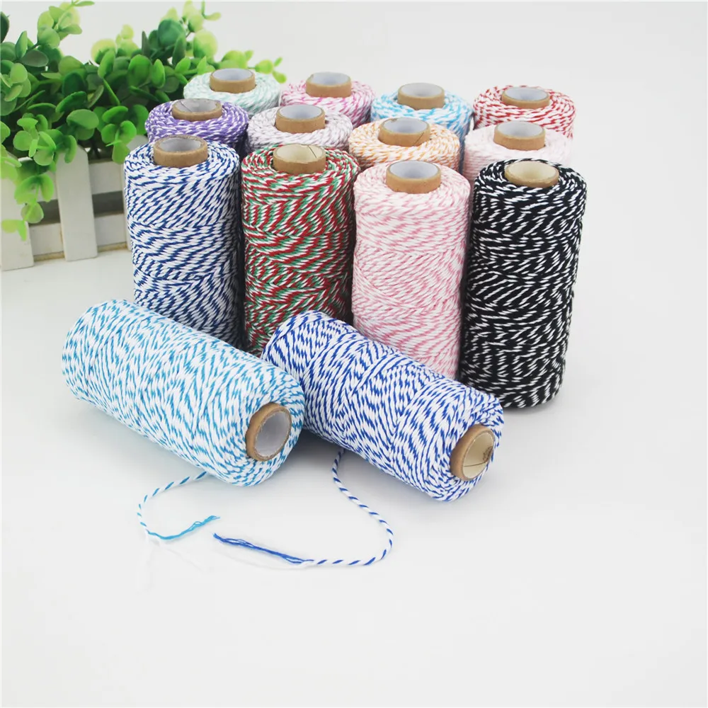 

Cotton Cord Colorful Rope Beige Twisted Craft Macrame 2mm String DIY Home Textile Wedding Decorative supply 100m Accessories ds2