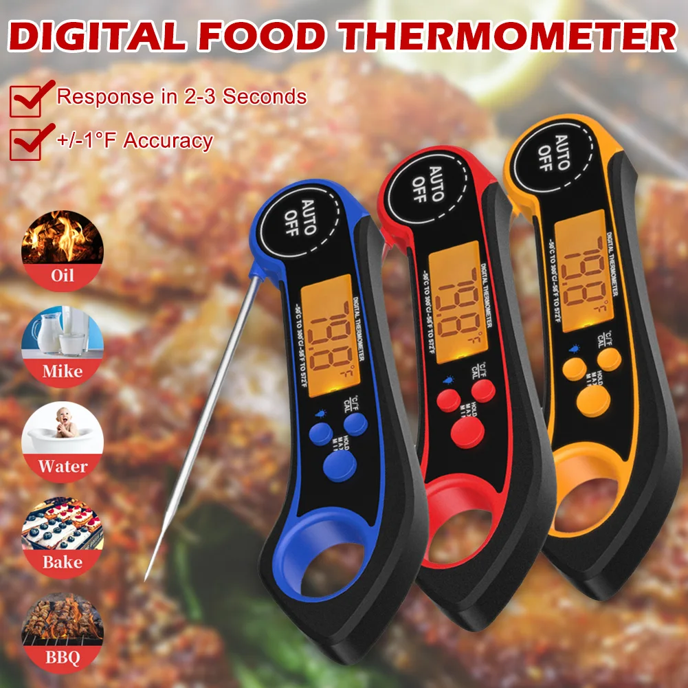 

SALE Waterproof Digital Food Thermometer Instant Read Auto Power On/OFF Foldable Probe Kitchen Thermometer with Backlight Magnet