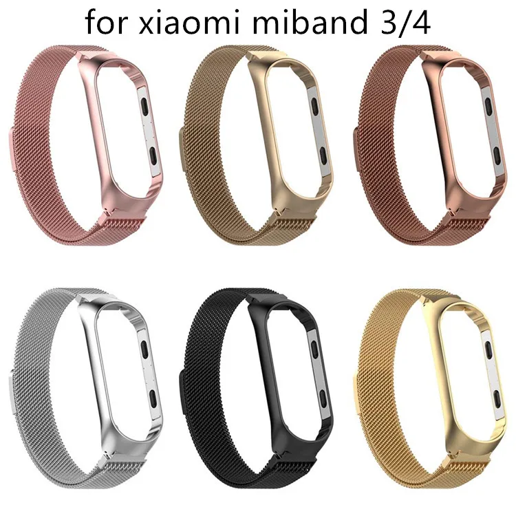 Mi lanese магнитный ремешок для xiao mi band 4 3 браслет из нержавеющей стали xiaomi Замена