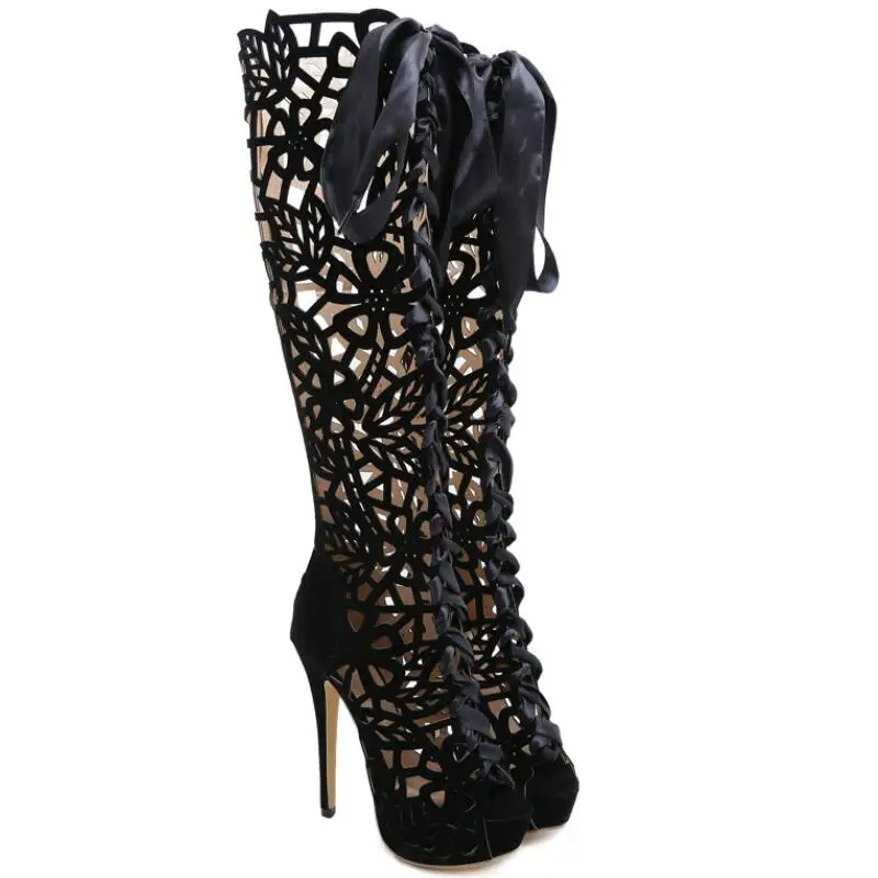 

Fashion Women Rome style Over The Knee Boot Sexy Women's Gladiator Bandage Sandals High Heel boots Size 35-42