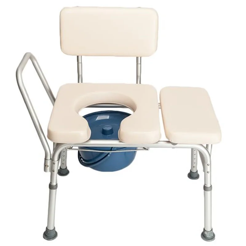 

Multifunctional Aluminum Elder People Disabled People Pregnant Women Soft Cushion Commode Chair Bath Chair Creamy White
