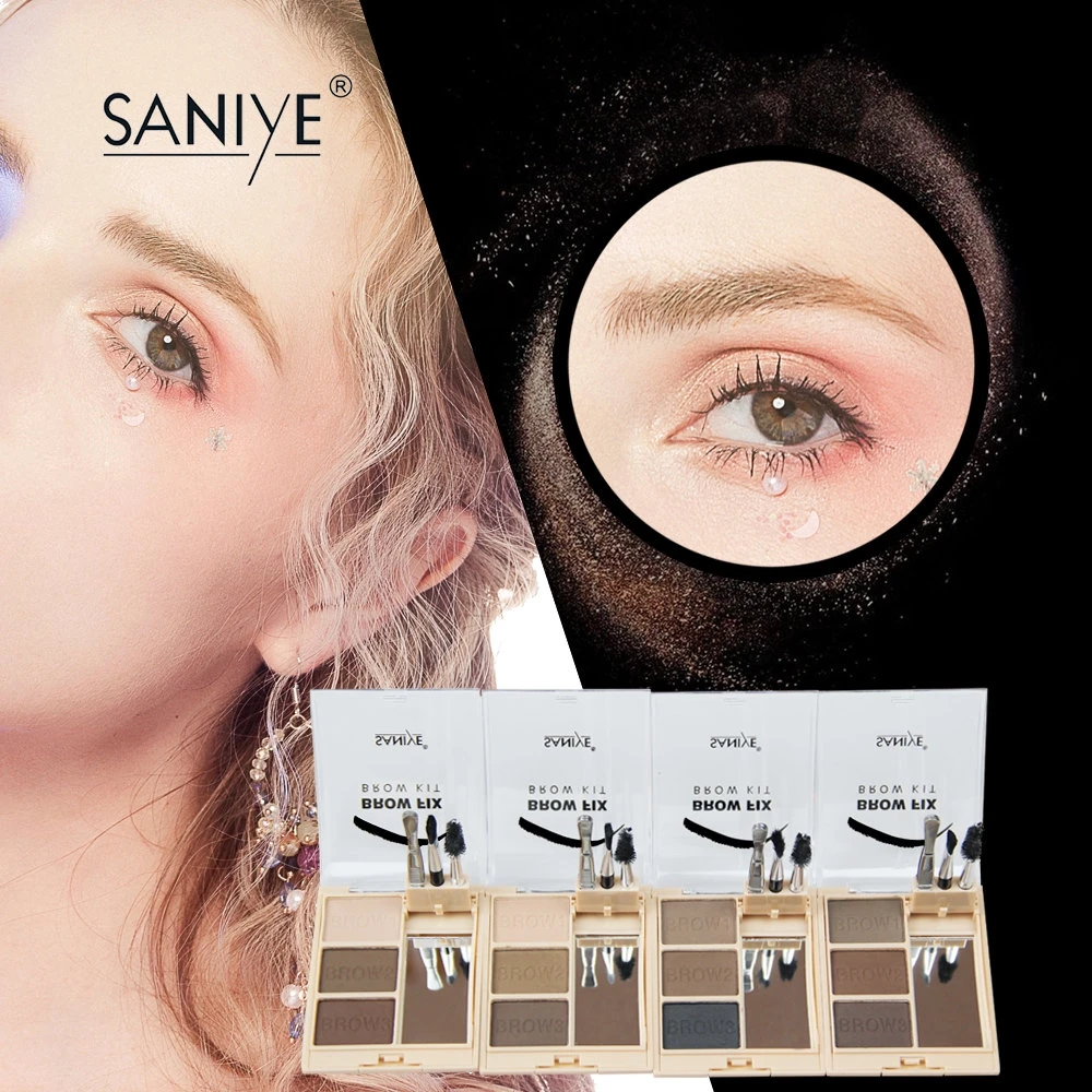 Профессиональный набор для макияжа бровей SANIYE, 3 цвета, с кистью, палитра для бровей, водонепроницаемый набор для бровей, инструмент для бровей E0325
