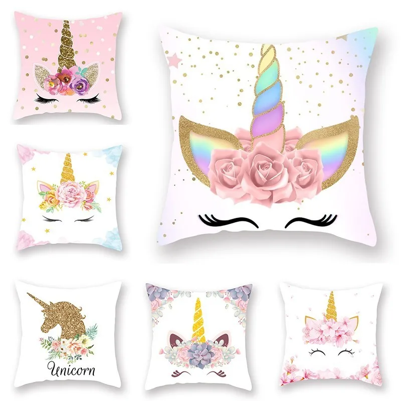 Мультфильм Единорог пледы Подушка Чехол 45x45 см домашняя Спальня Мягкий