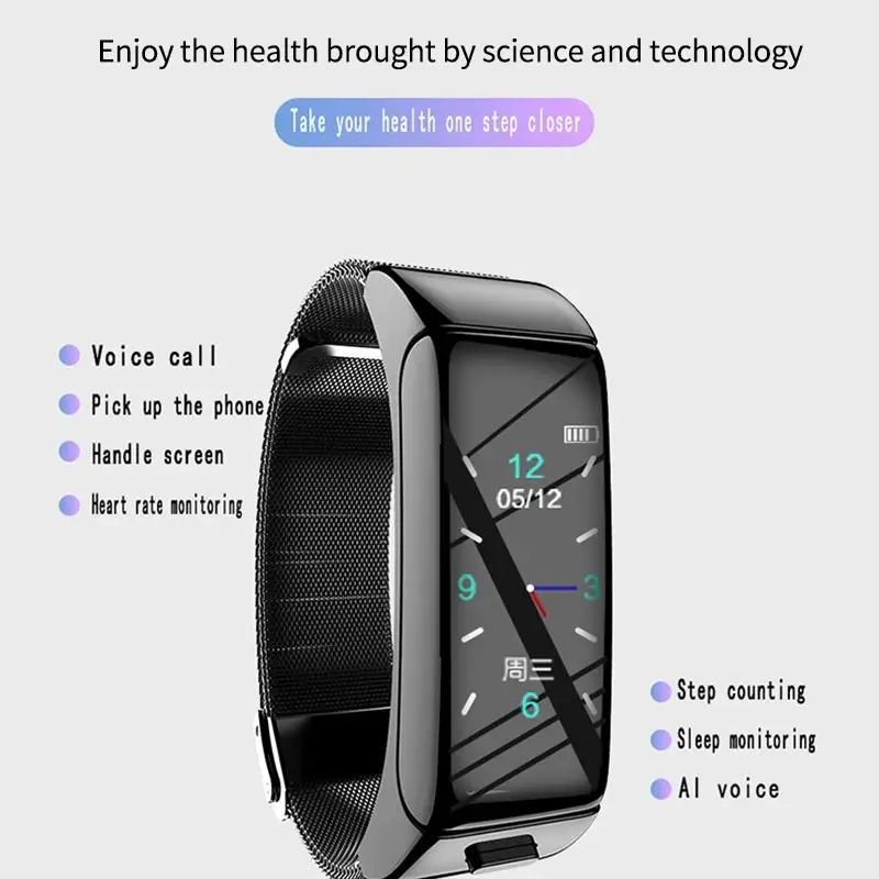 Модные мужские умные наручные часы 2 в 1 с Bluetooth-наушниками фитнес-браслет