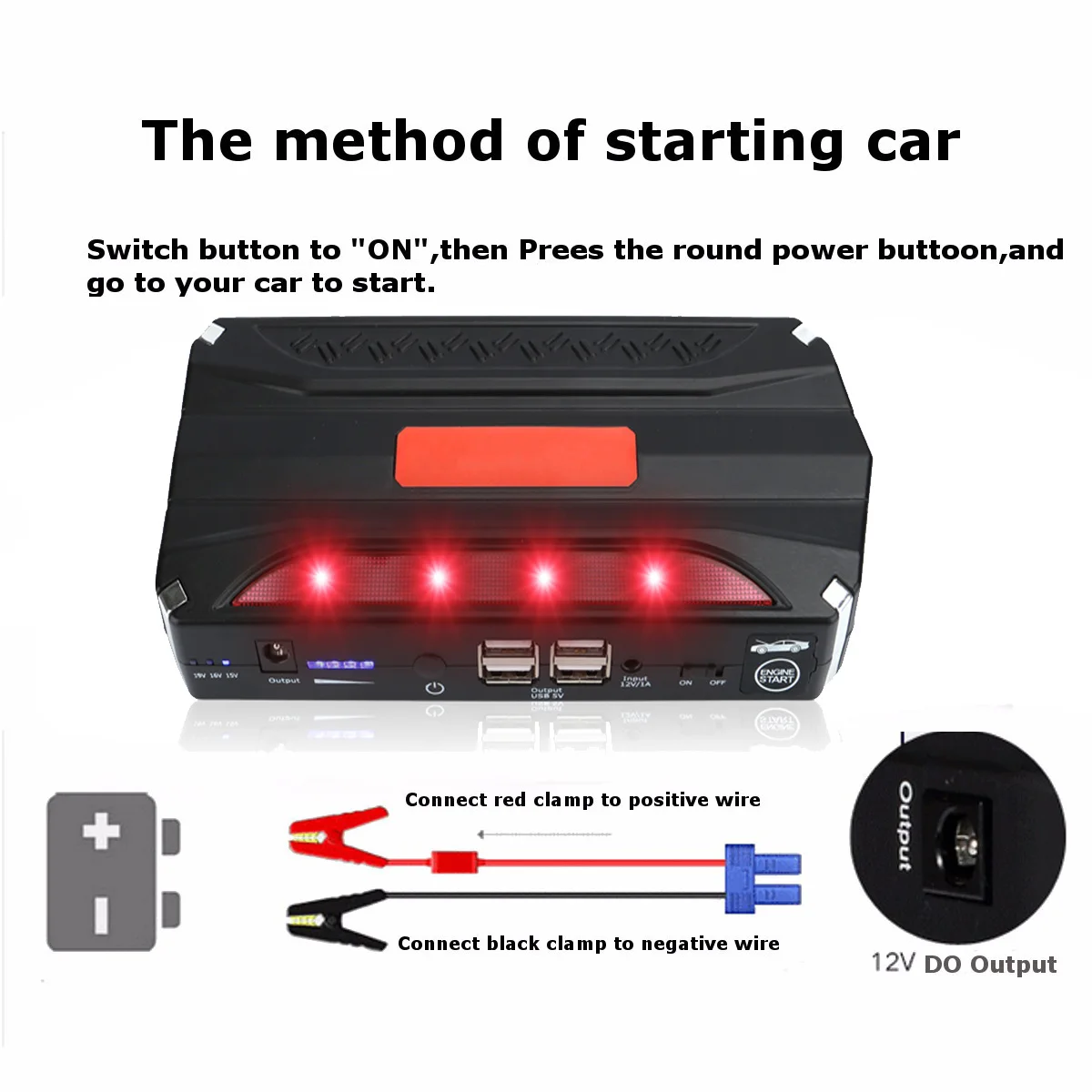 12v 69800mah car jump starter emergency start over current protected battery 4 usb power bank led w smart clip free global shipping