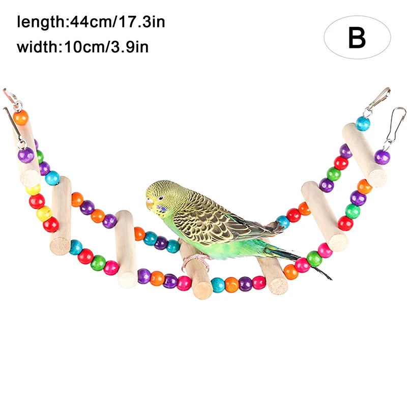 

Natural Wooden Parrots Swing Toys Birds Perch Hanging Swings Cage Colorful