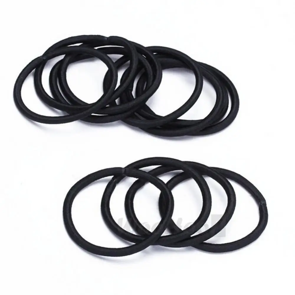 

100Pcs Black Thick Snag Free Endless Hair Elastics Hairbands Ponytail Hair Ties Polyester Good Pon elasticity New Headwear