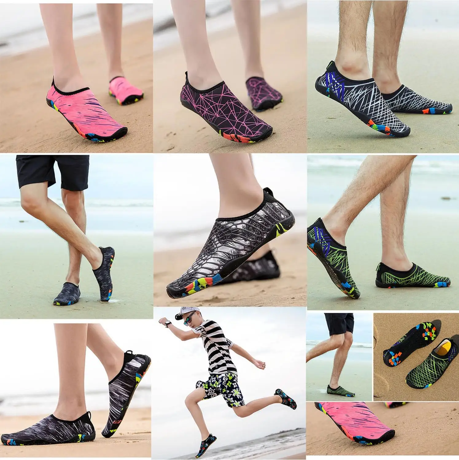 Swim Shoes Couple Outdoor Sand Beach Walking Quick Dry Shoes Lightweight Slip-On Durable Water Drain Aqua Shoes