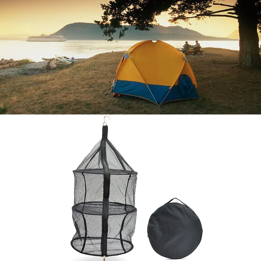 

Clothes Pocket Outdoor Tool Three-layer Camping Fruit Vegetable Air-drying Net Folding Storage Net Nylon Net Airing Net