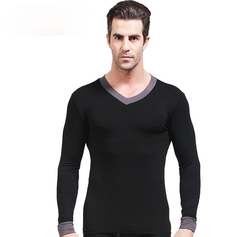 

BOBTXS 1pcs Autumn and winter new one-piece jacket men's thin modal autumn clothes slim V-neck bottoming underwear