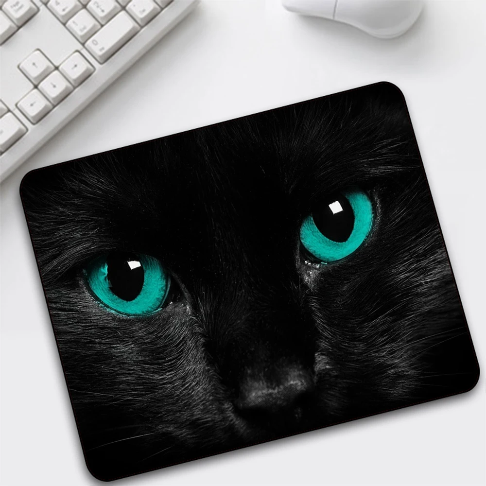 

GuJiaDuo Small Mouse Pad Animal Black Cat Laptops PC Gamer Keyboard Pad Gaming Accessories Desktop Resting Anime Rug Desk Mat