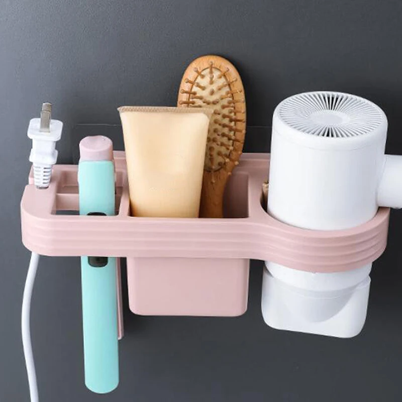 

Hands Free Hair Dryer Holder Storage Box Curling Iron Shelf For Bathroom Organizer Storage Rack Bathroom Accessories Set Home