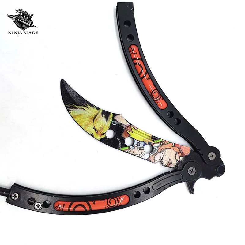 Нож-бабочка Kakashi Hatake Узумаки Наруто балисонг изогнутый аниме тупое лезвие для