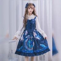lolita starry sky jsk japanese princess dresses kawaii girl gothic adult sweet suspender dress summer baby doll dress for woman